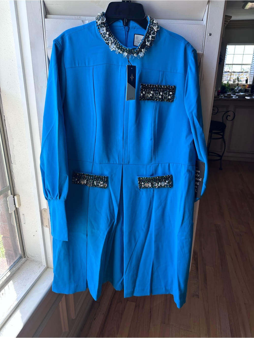 Tuckernuck Turquoise Blue Long-Sleeve Jewel-Neck Dress